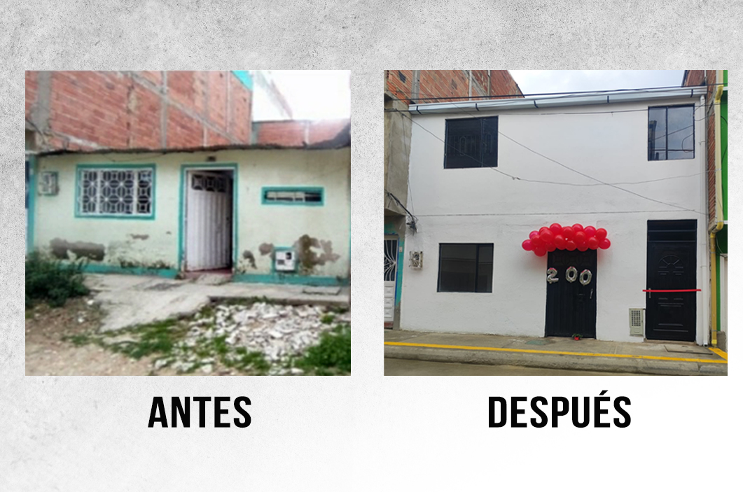 Antes y después casa 200 de mejoramiento de vivienda de la administración Galán