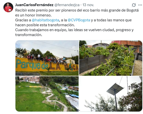 Post reconocimiento para el Ecobarrio La Roca en la Bienal 2025 1